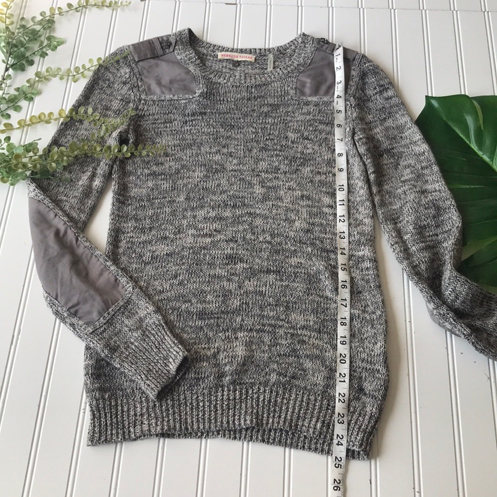 Rebecca Taylor sweater elbow patch grey marbled - Picture 3 of 8
